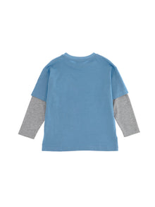 Boys | Jersey T-Shirt With Panel | Powder Blue/Grey
