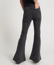 Trumpet High Waist Flared Denim Jeans | Washed Black