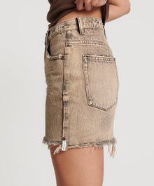 2020 High Waist Mini Denim Skirt | Rust