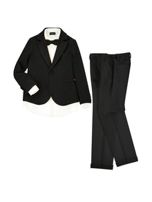 Boys | Formal Seersucker Suit | Black/Cream