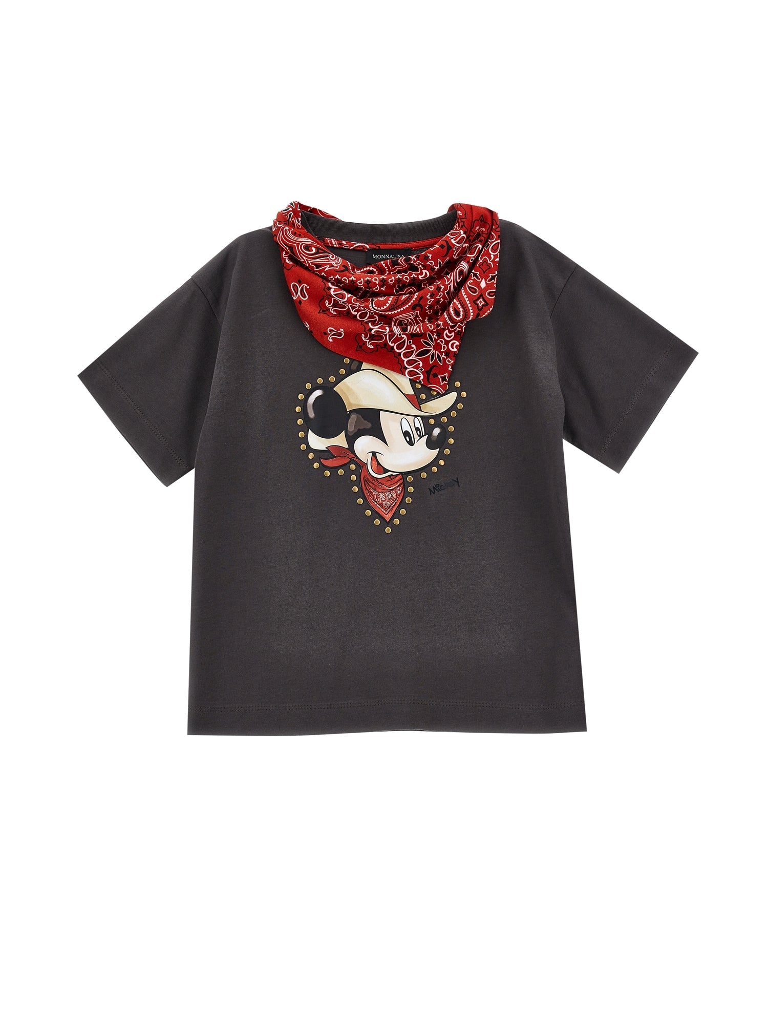 Boys | Mickey Jersey T-Shirt With Bandana | Anthracite Grey