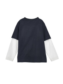 Boys | Double Sleeve T-Shirt | Medium Grey/Cream
