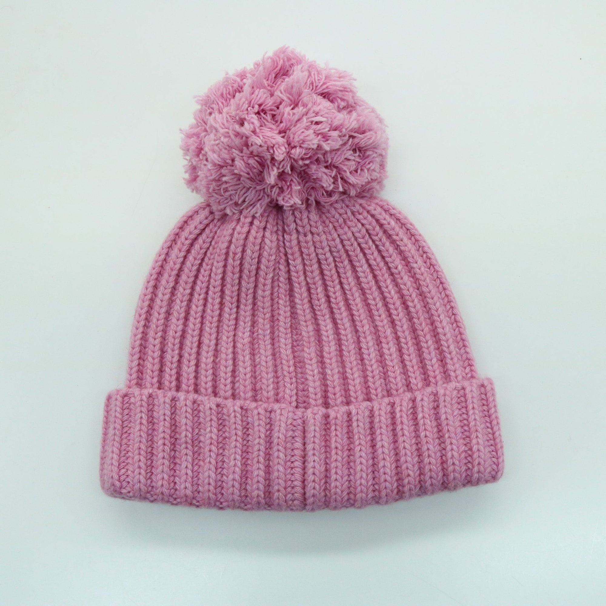 Kids Chunky Beanie Hat With Pom | Pink