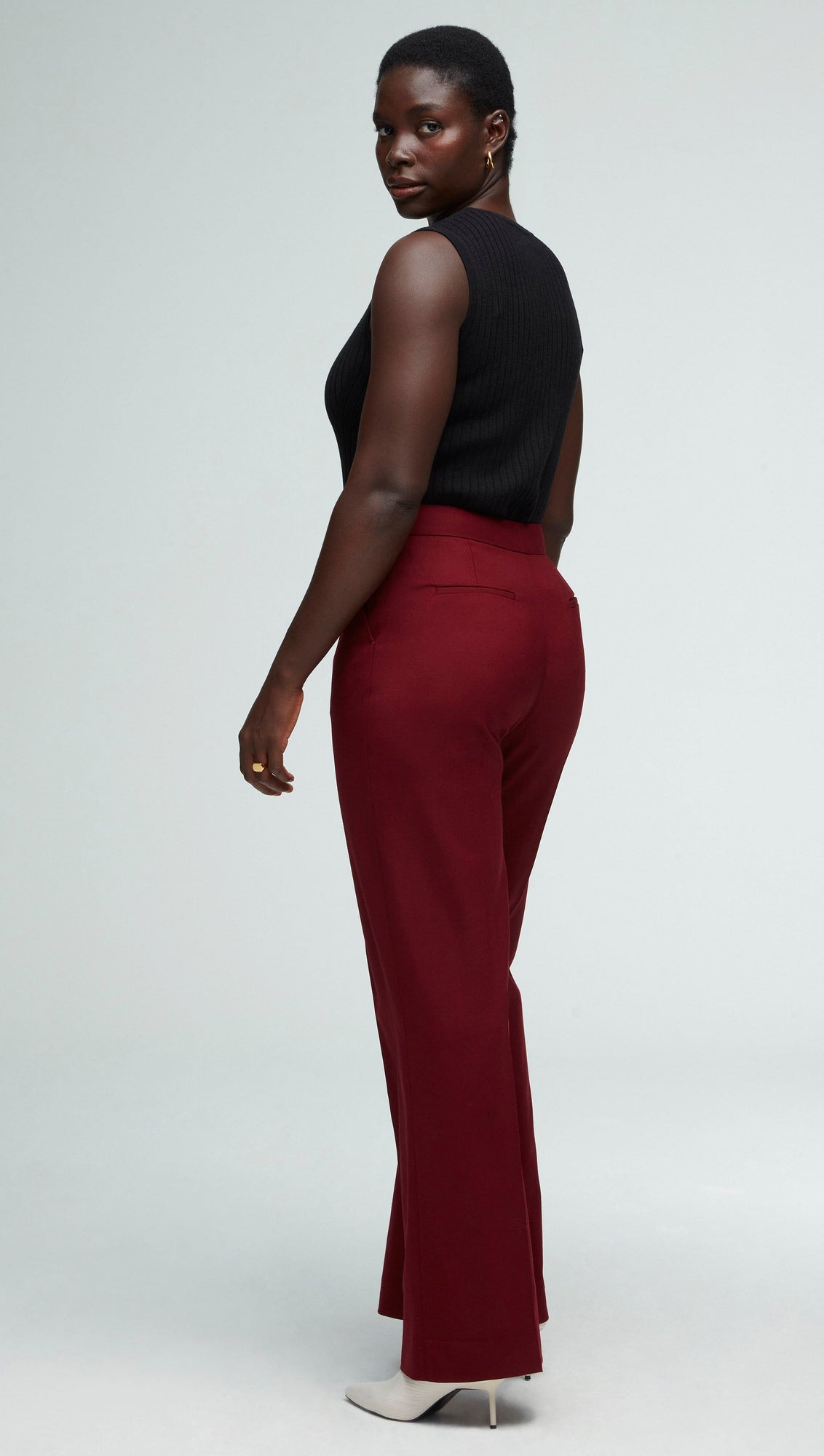 Wide Leg Trouser in Seasonless Wool  | Merlot