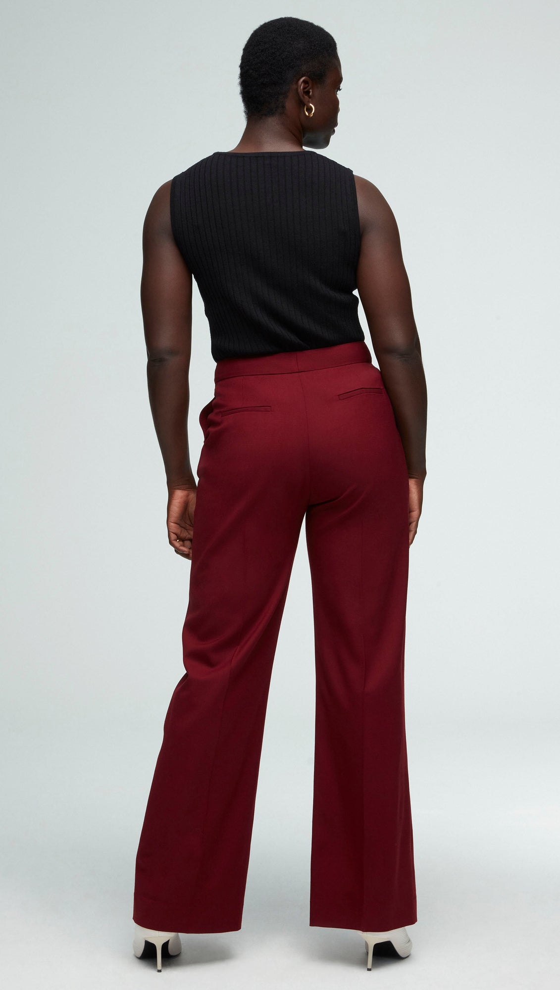 Wide Leg Trouser in Seasonless Wool  | Merlot