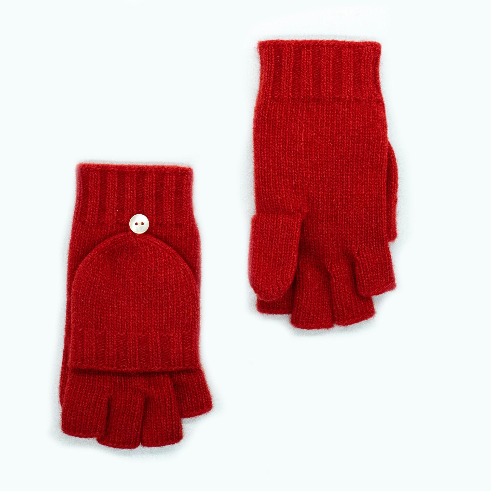 Kids Cashmere Flip Top Mitten Gloves | Fire Red