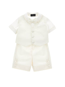 Boys | Three-Piece Ceremony Suit In Ultra-Fine Satin | Butter/Cream
