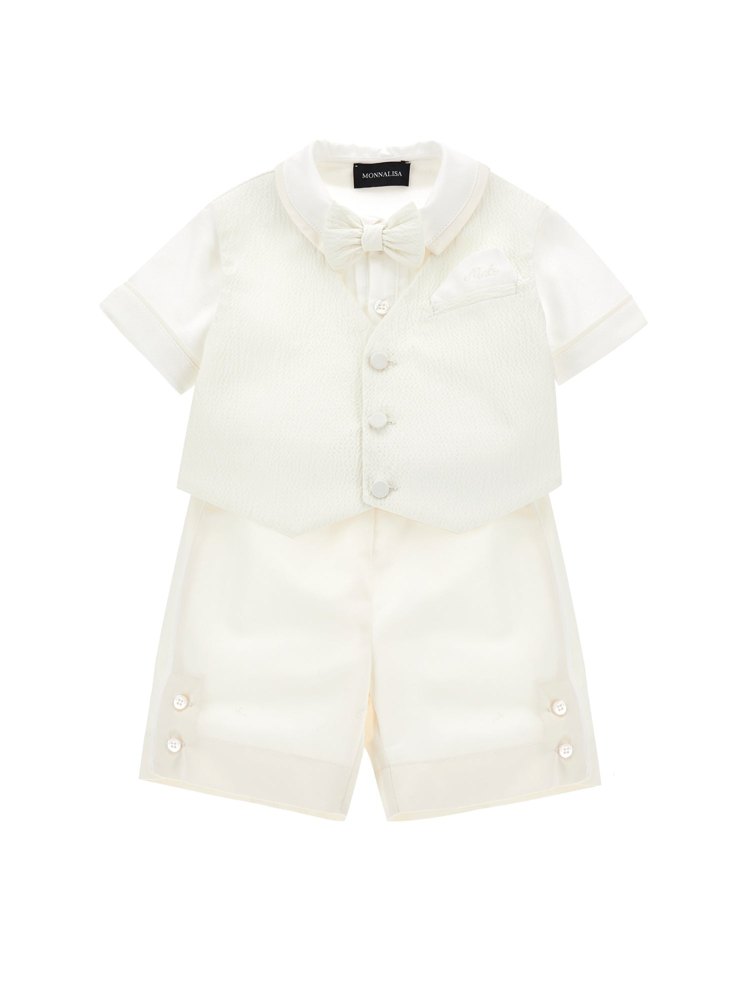 Boys | Three-Piece Ceremony Suit In Ultra-Fine Satin | Butter/Cream
