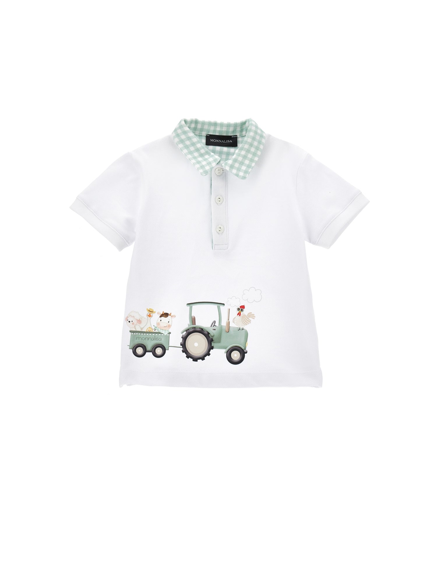 Boys | Polo Collar T-Shirt | White/Jade Green