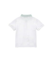 Boys | Polo Collar T-Shirt | White/Jade Green