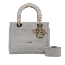 Dior | Pre-Owned Medium Canvas Cannage Lady D Lite - V | Gray/Light Gray