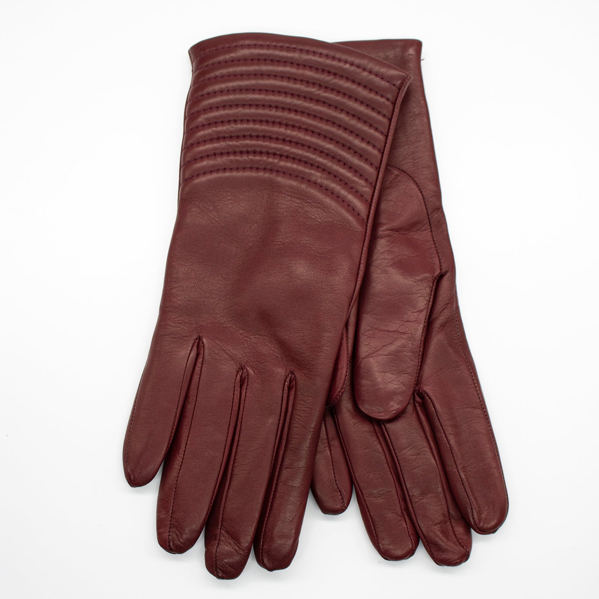 Leather Gloves With Quilted Top | Bordeaux