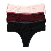 3Pack Movecalm Hi-Rise Thong | Pearl x Marshmallow - Dried Cherry x Damson Plum- Black x Granite