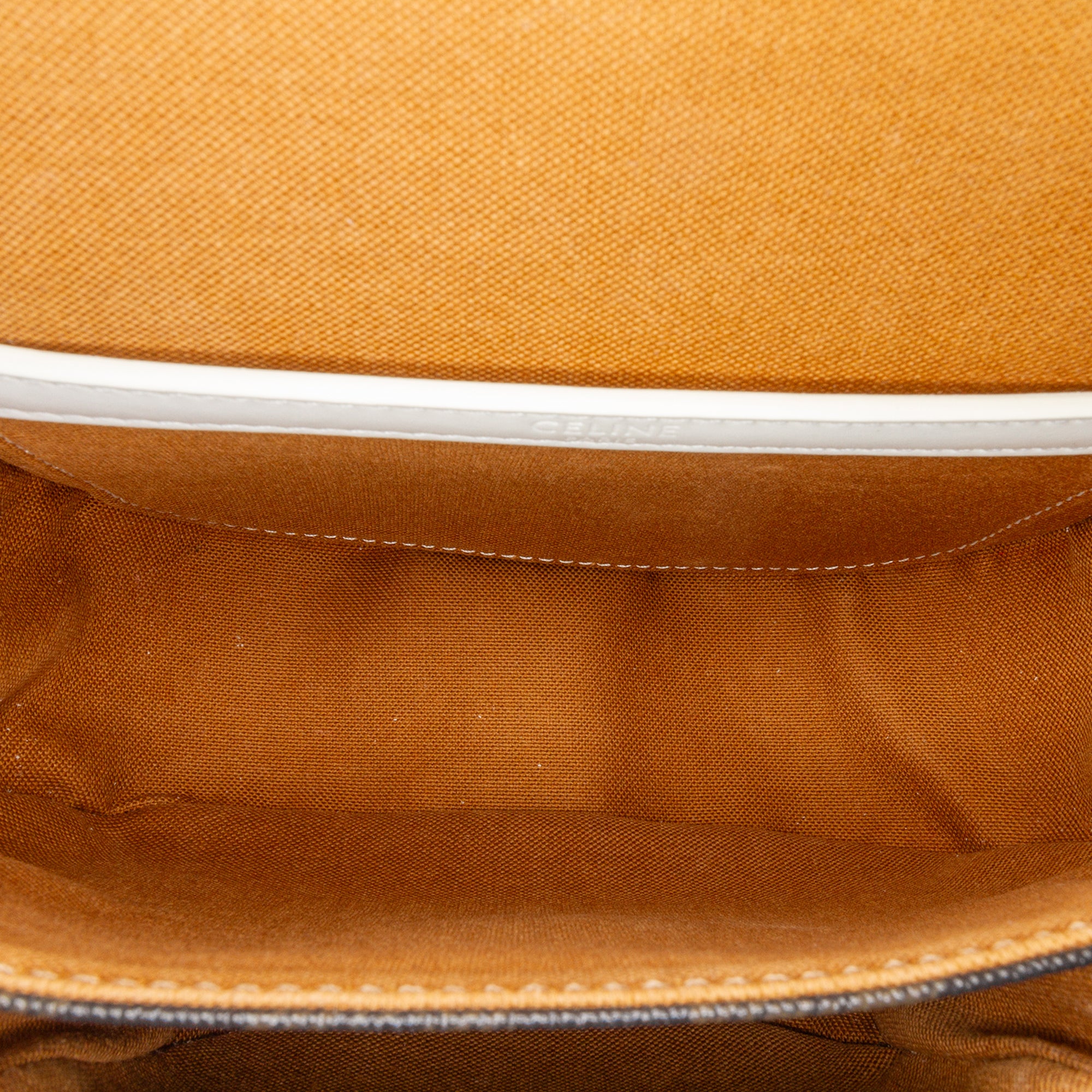 Celine | Pre-Owned Medium Triomphe Coated Canvas Folco Crossbody - I | White/Dark Brown