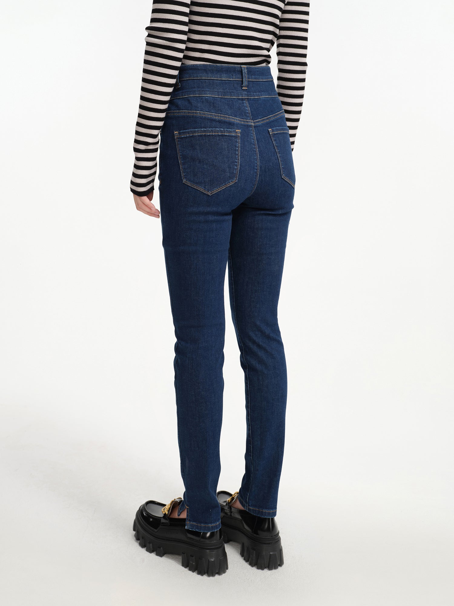 High-waisted Springy Pants | Blue