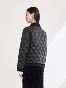 Wool Boucle Patchwork Down Jacket | Black
