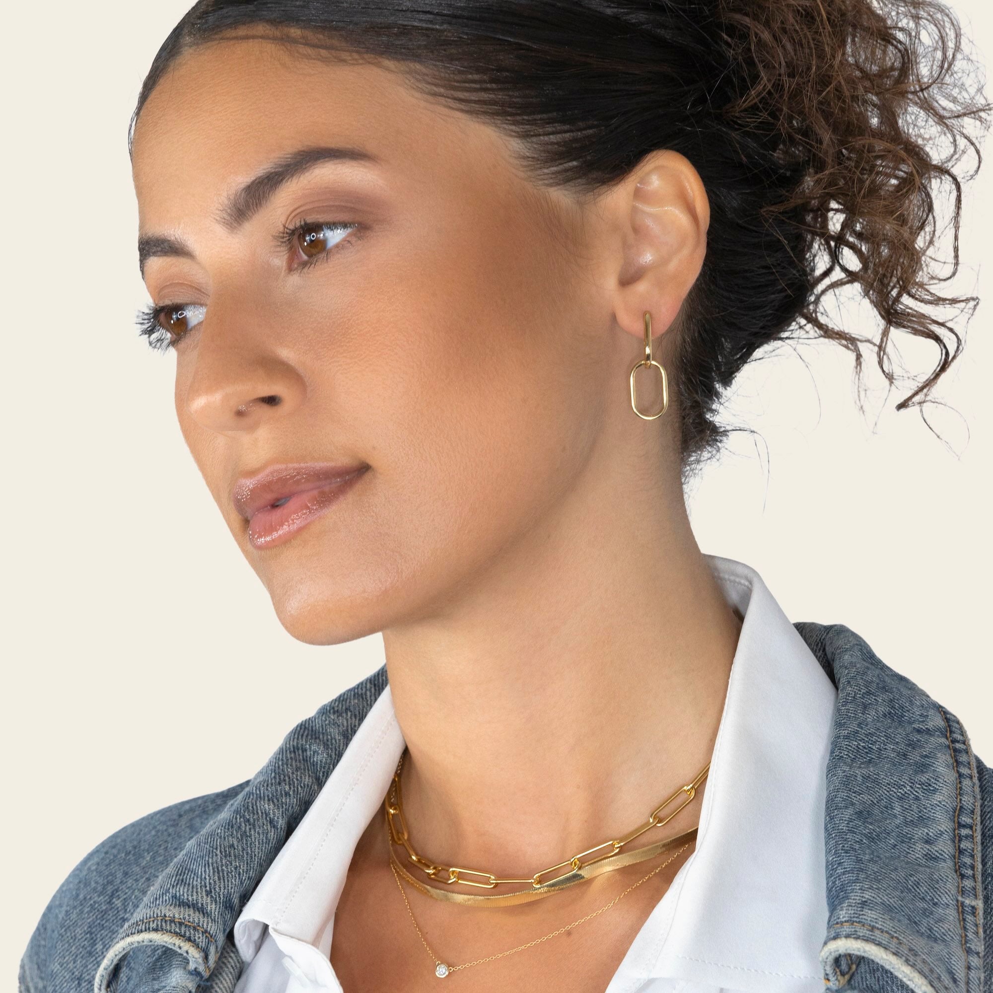 Womens | Convertible Paperclip Dangle Hoops | 18K Gold Vermeil