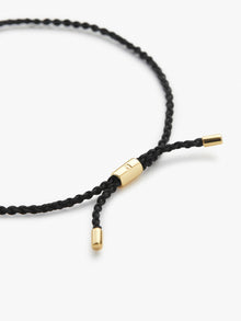 Carter Black Cord Bracelet | 10K Yellow Gold | 0.06 CTW Diamonds