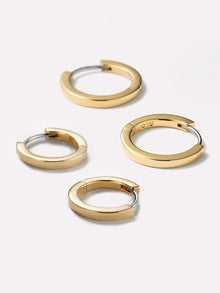 Small Huggie Hoop Earrings | 14K Gold on Brass
