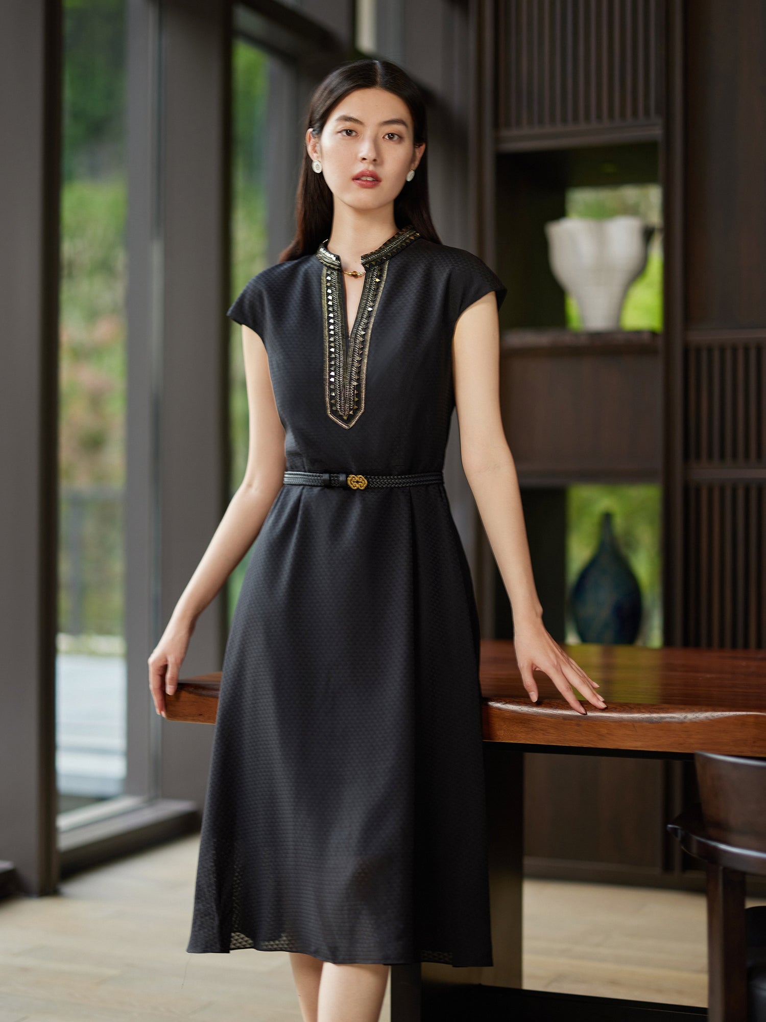 Silk Midi Dress | Black