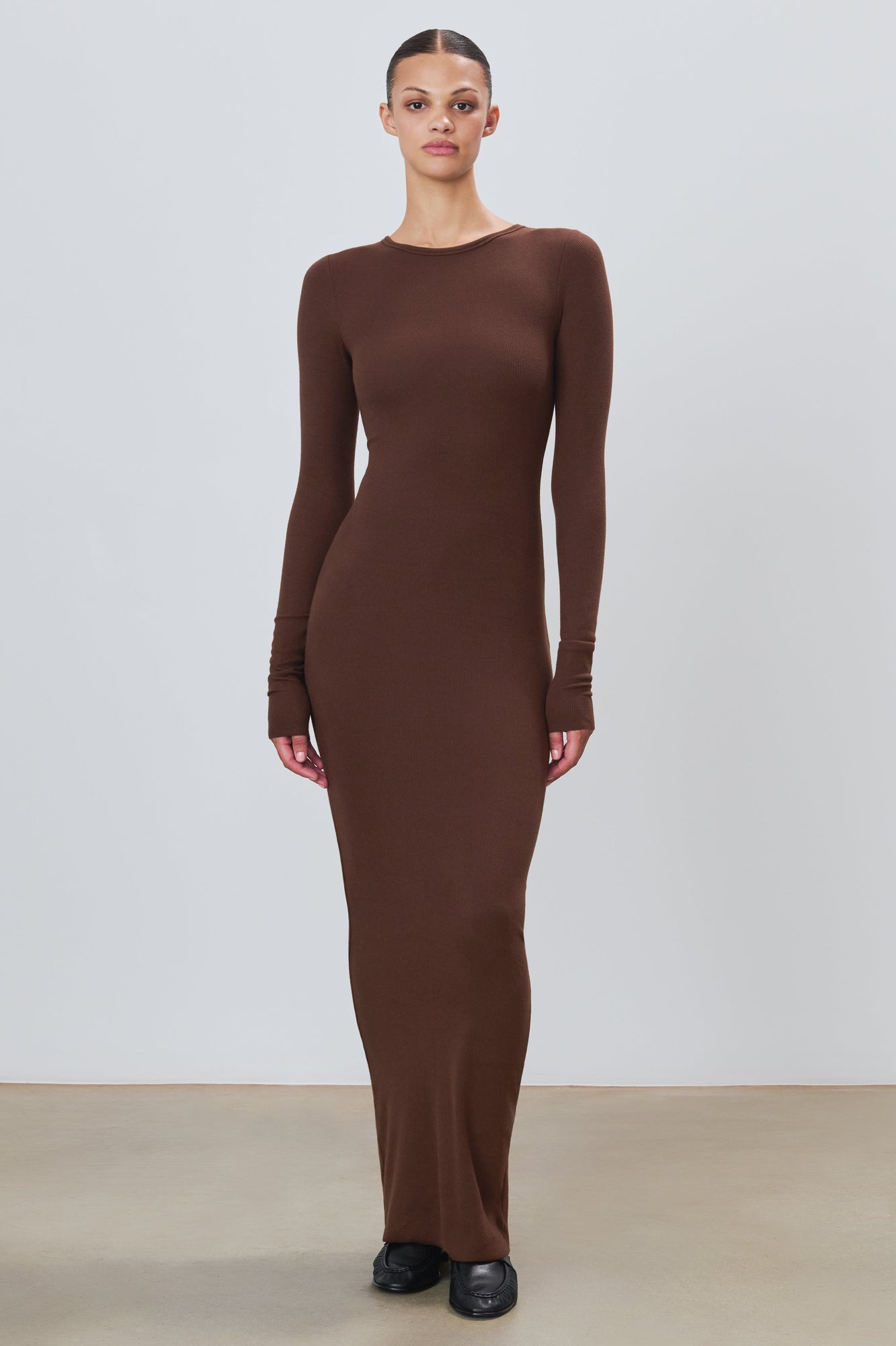 LONG SLEEVE CREWNECK MAXI DRESS - ETERNE