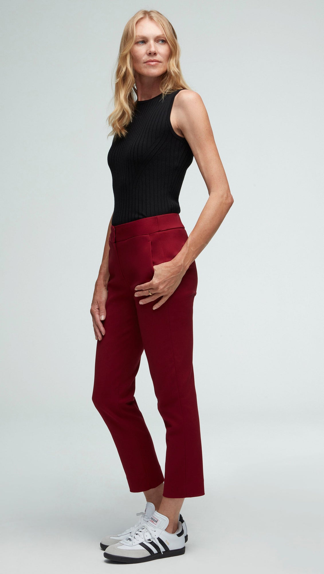 Flex Waist Trouser in Performance Cotton | Merlot