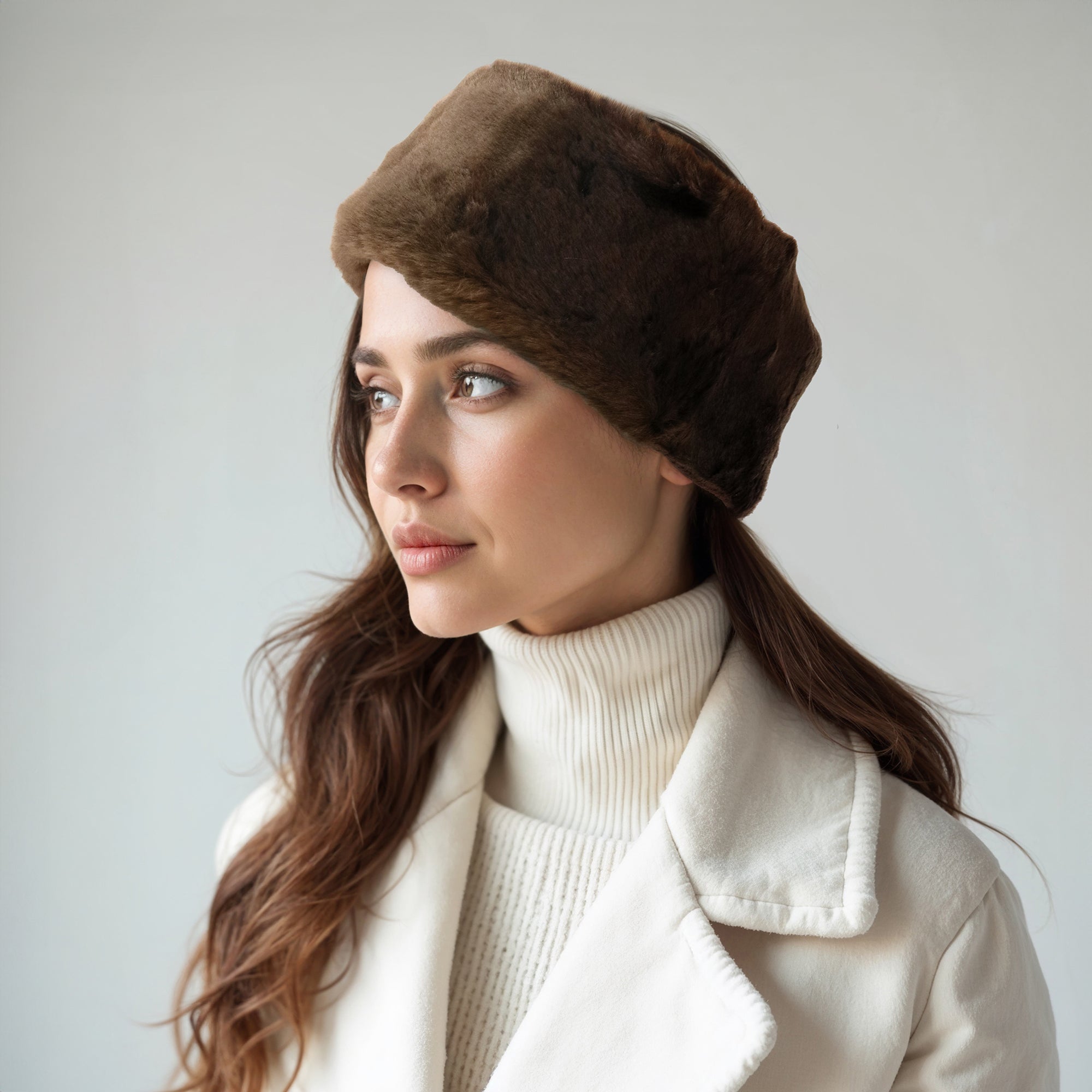 Faux Fur Headband | Brown