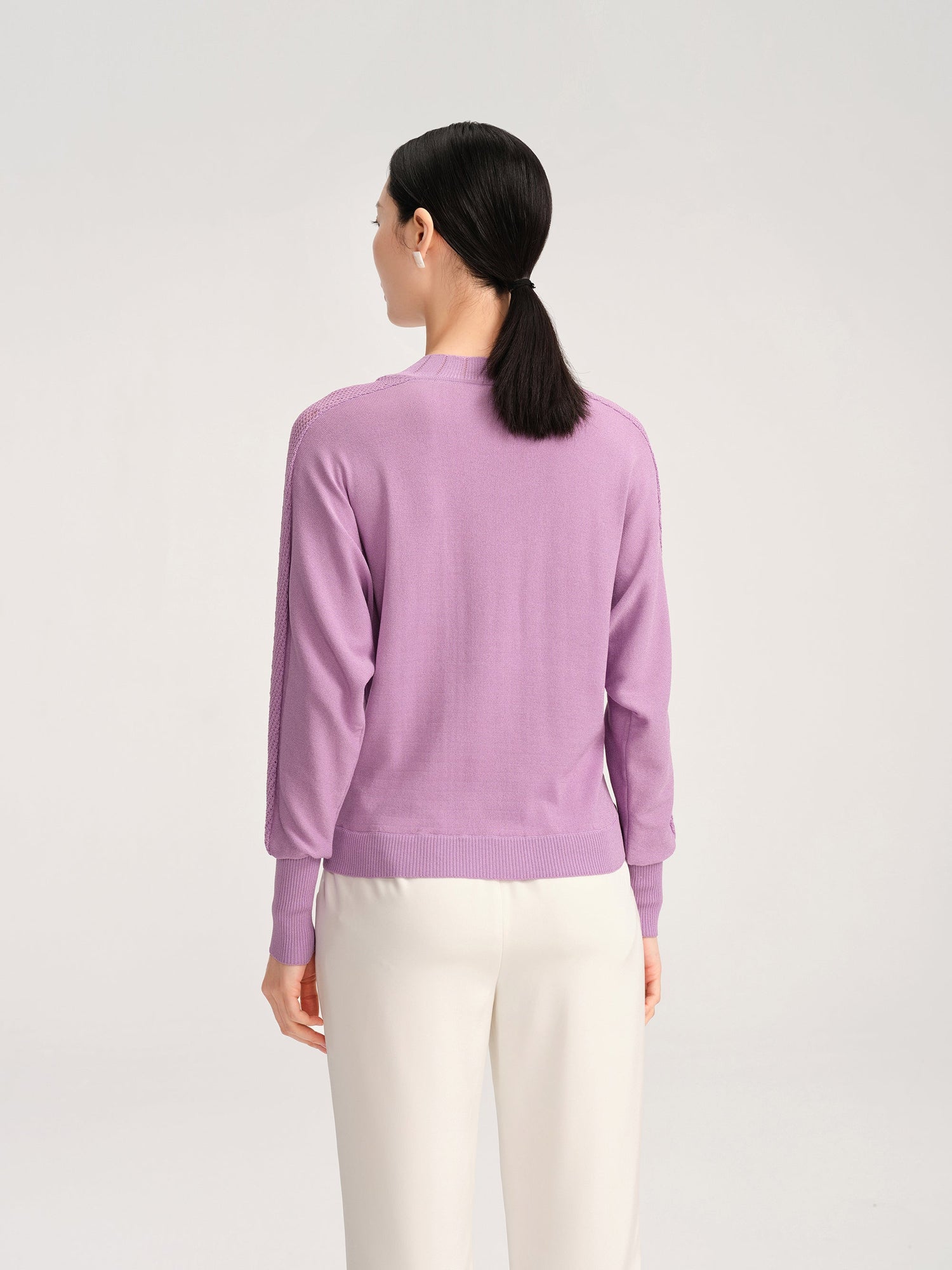 Elegant Crewneck Knit Sweater | Purple