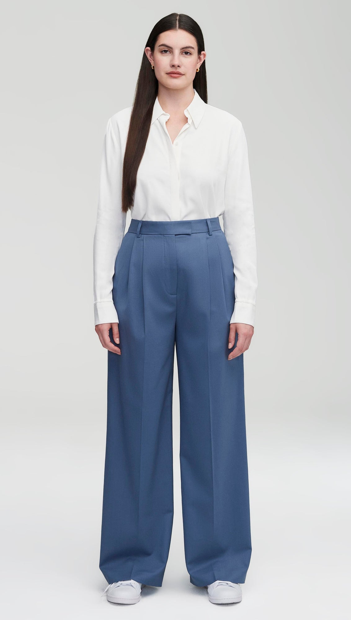 Pleated Trouser in Seasonless Wool | Pigeon Blue