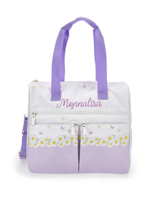 Girls | Daisies Cloth Nursery Bag | White/Wisteria