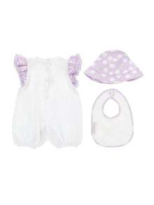Girls | Three-Piece Summer Time Set | White/Wisteria