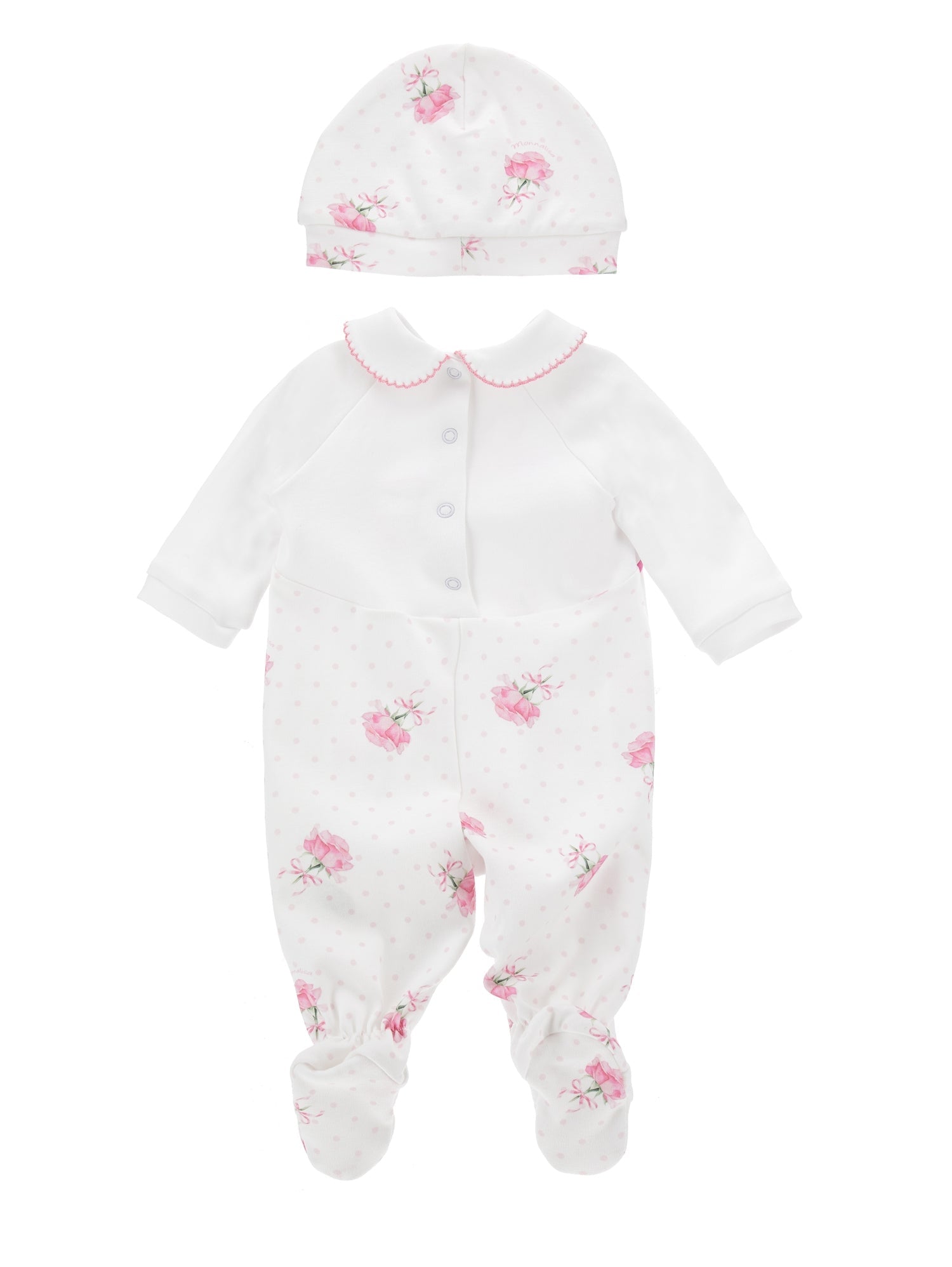 Girls | Onesie Set With Bonnet | White/FairyTale Pink