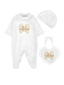 Girls | 3-Piece Set With Bows And Sangallo | White