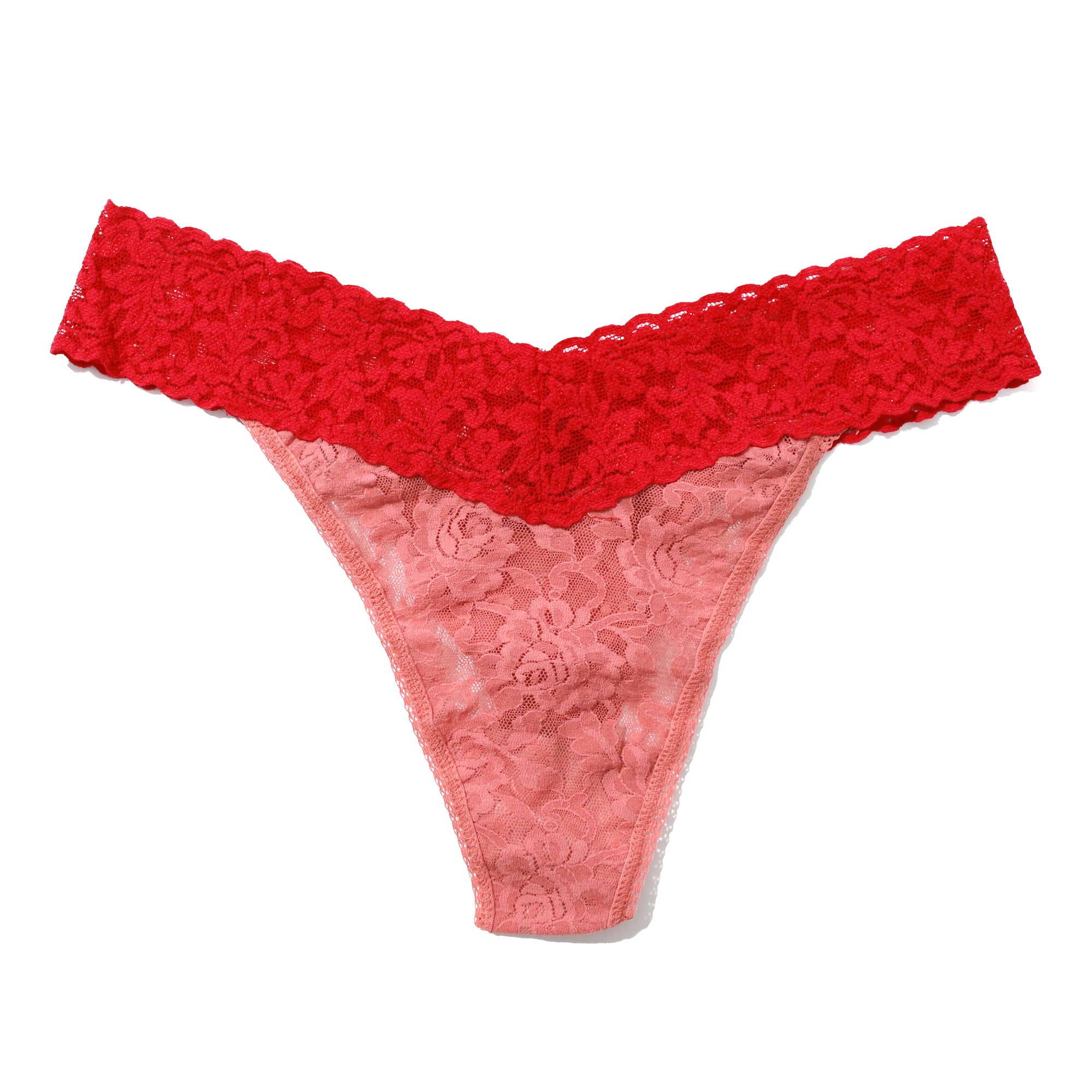 Signature Lace Original Rise Thong | Himalyan Pink/ Showgirl Red