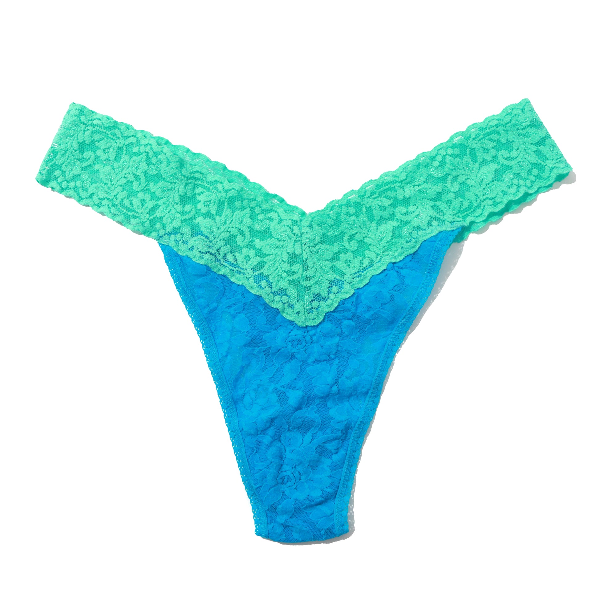 Signature Lace Original Rise Thong | Island Blue/Bright Aqua