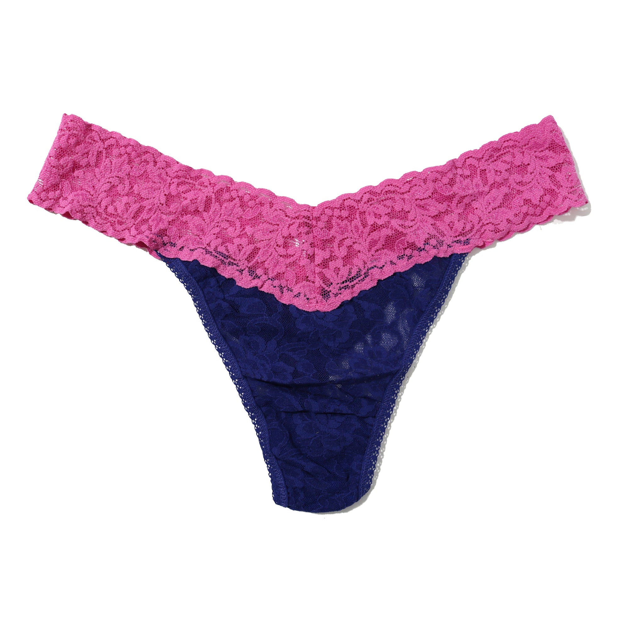 Signature Lace Original Rise Thong | Midnight Blue x Raspberry Ice