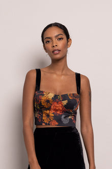Claudine Top | Black Harvest Bloom