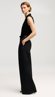 Single Pleat Trouser in Cotton Twill | Black