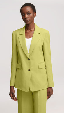 Two-Button Blazer in Viscose Linen Twill | Avocado