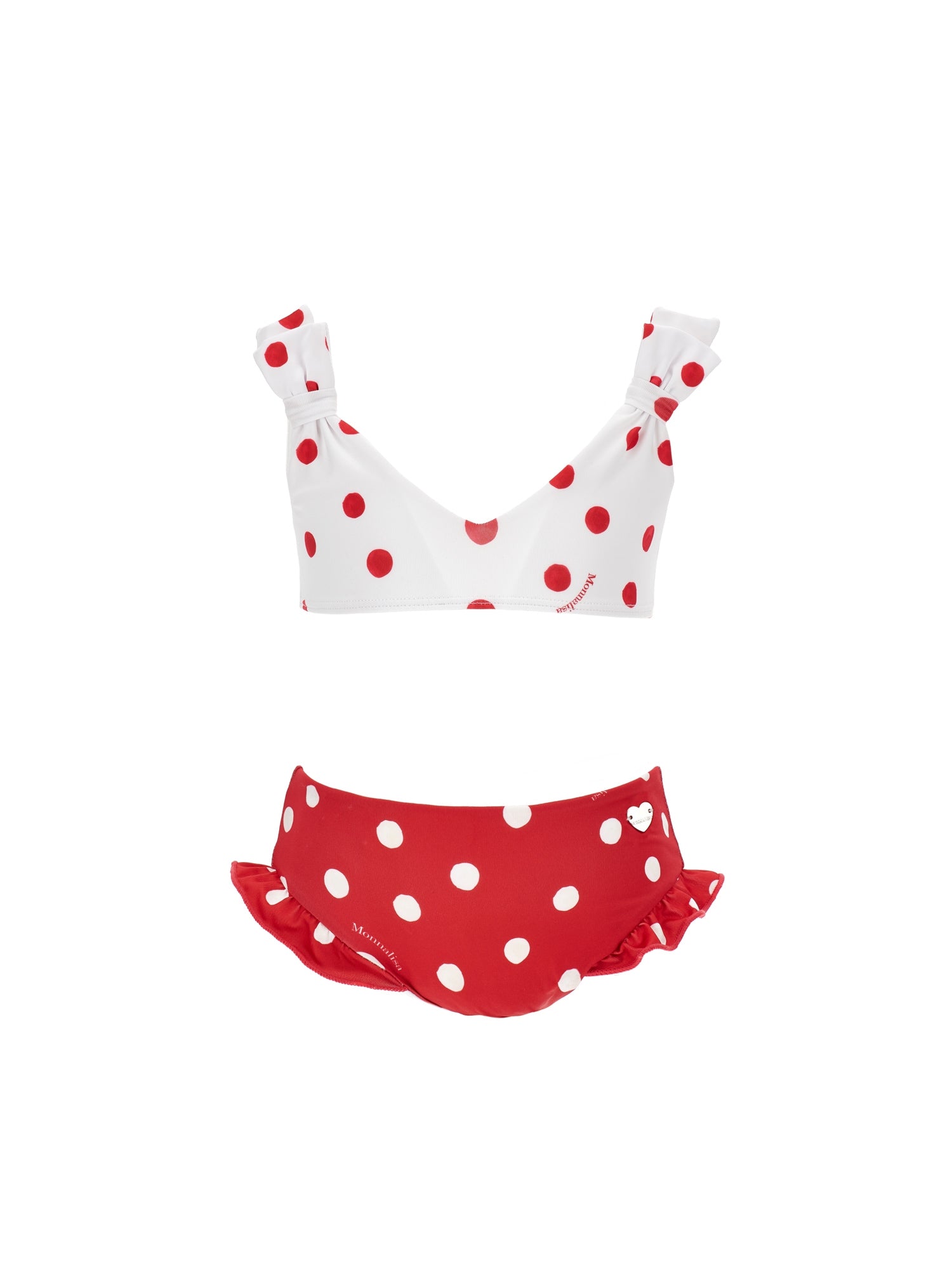 Girls | Two-Piece Polka Dot Swimsuit | White/Red