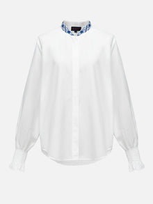 Ethnic-Style Stand Collar Shirt | White