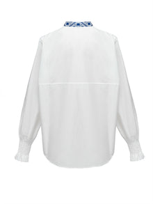 Ethnic-Style Stand Collar Shirt | White