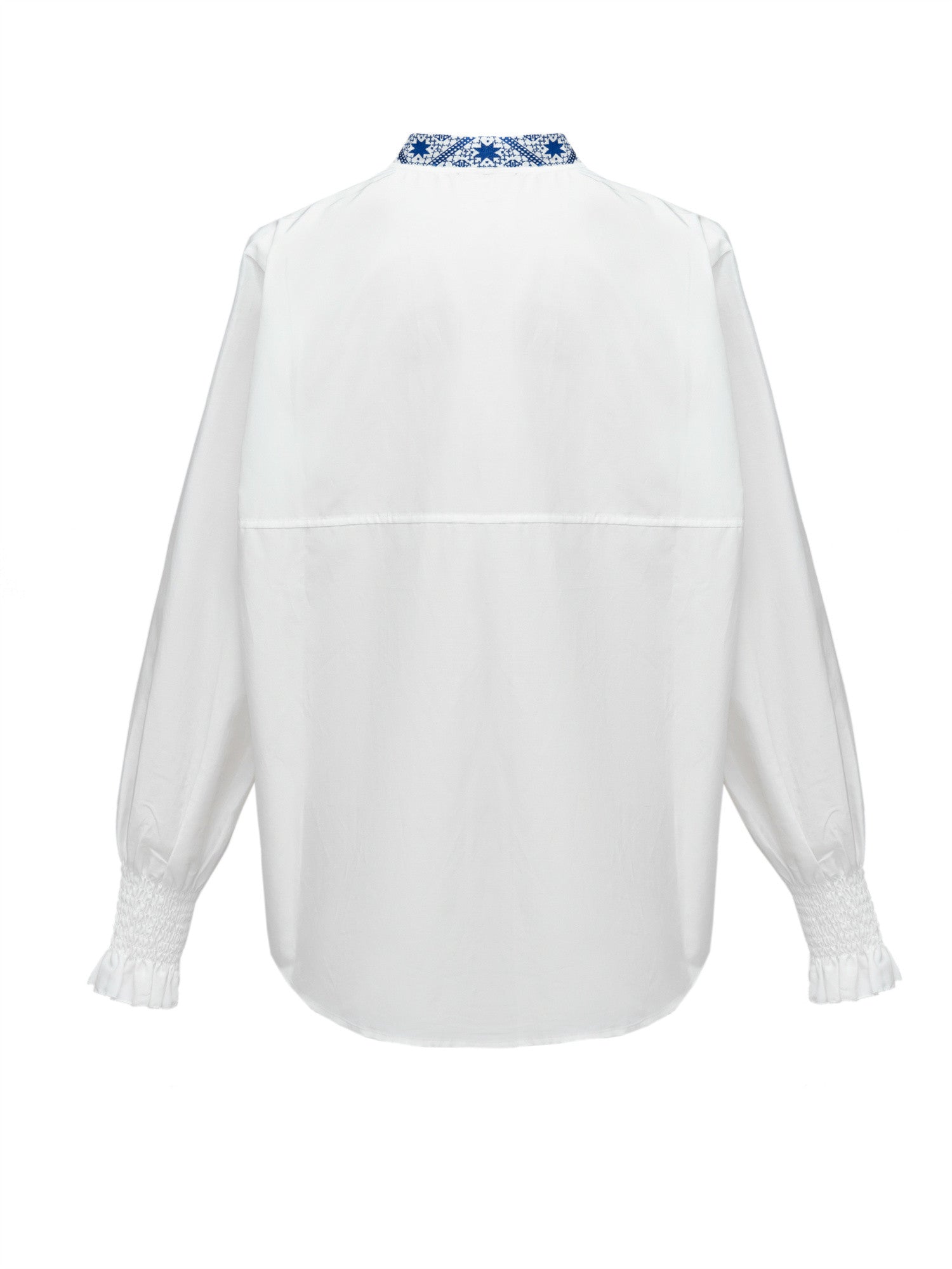 Ethnic-Style Stand Collar Shirt | White