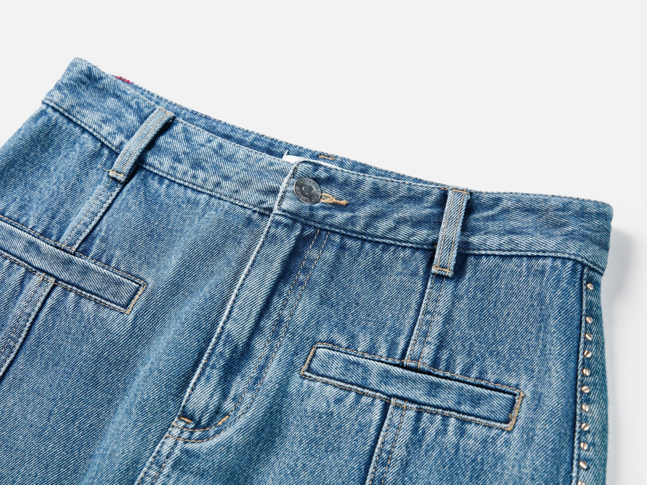 Split Cotton Midi Skirt | Blue