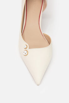 Elegance Pearl Hollow High Heels | White