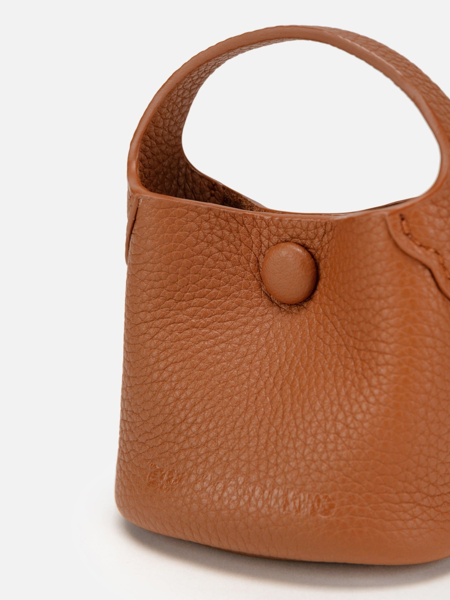 Leather Earphone Case Magnetic Snap Mini Bag Charm | Brown