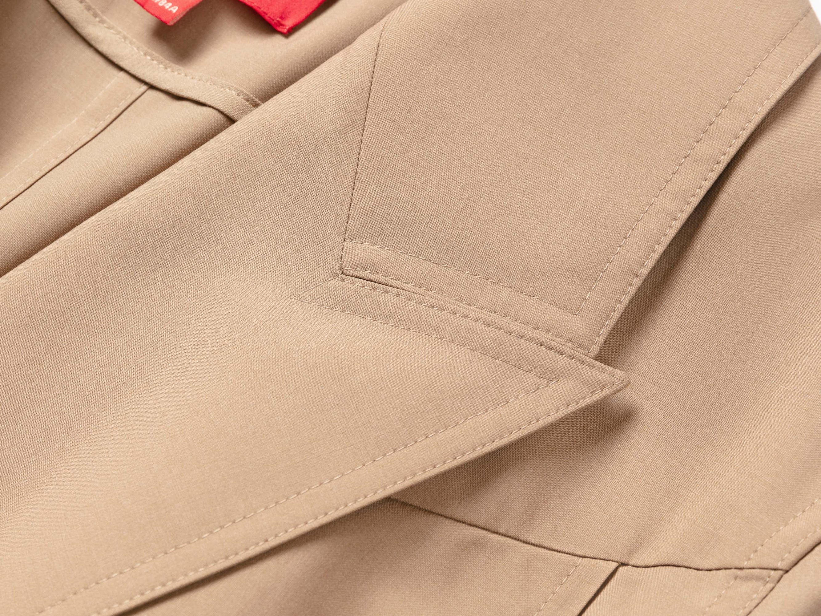 Wool-Silk Blend Cinched Waist Coat | Khaki