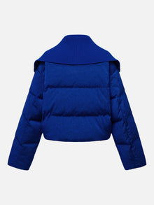 Velvet-Texture Pleated Down Jacket | Blue