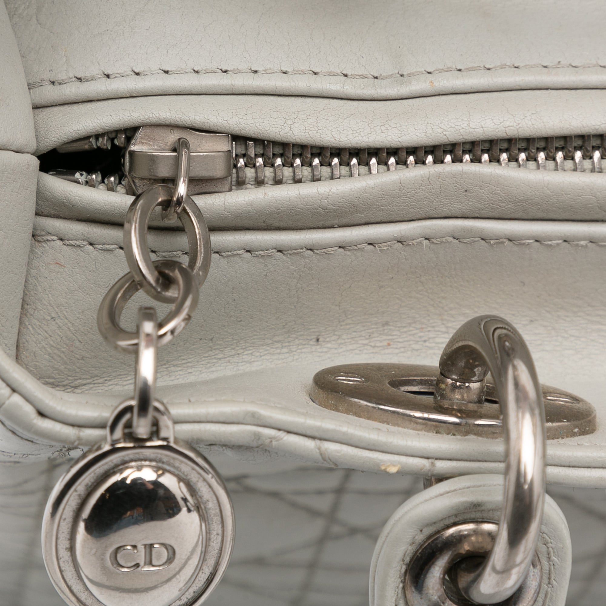 Dior Pre-Owned Medium Lambskin Cannage Lady Dior | Women | White