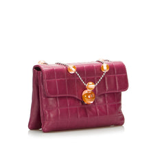 Chanel Pre-Owned Square Quilted Lambskin Beaded Chain Shoulder Bag | Women | Purple